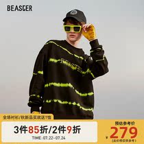 BEASTER little devil grimace couple item contrast color tie-dye printing sweater mens tide brand round neck national tide pullover