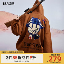BEASTER little devil grimace autumn new flash destruction hooded sweater mens fashion brand custom rubber label sweater