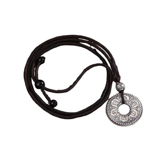 999 Sterling Silver Six-Character Mantra Peace Buckle Buckle Pendant 남자 트렌디 한 목걸이 솔리드 실버 보석 펜던트 999 Sterling Silver Six-Character Mantra Peace Buckle Buckle Pendant 남자 트렌디 한 목걸이 솔리드 실버 보석 펜던트