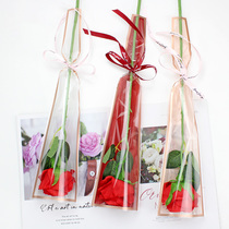 The new single bag of gold edge triangle bag flower packaging material single rose bouquet bag flower shop