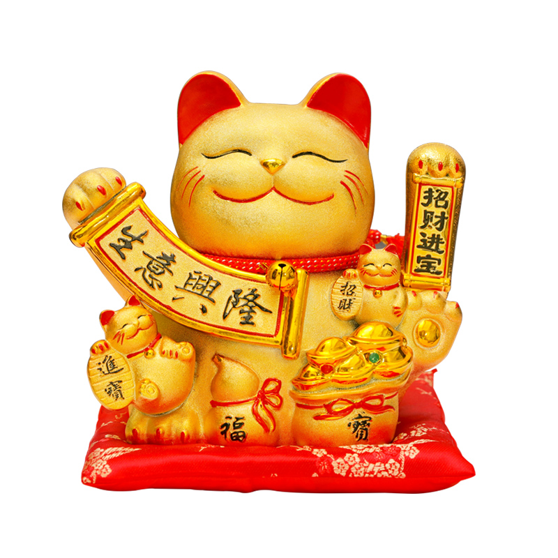金色电自动招手招财猫摆件店铺开业收银台家居礼品陶瓷发财猫客厅