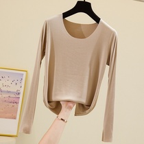 Student close-fitting womens long-sleeved T-shirt autumn body tights winter warm top female 1185348-D358
