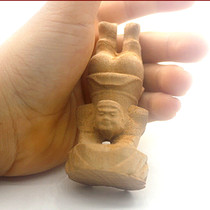 Turn over the altar pour the hole inverted Meishan Bodhisattva Zhang Gorang Chen Shilang small statue of god pure wood carving 6 cm 10 cm