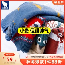 Boy sweater pullover autumn and winter childrens sweater turtleneck boy baby sweater thick child shirt Korean version