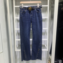 High-waisted micro-La jeans female spring and autumn 2021 autumn and winter New retro wide legs show slender long horn pants autumn