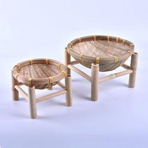 Handmade bamboo fruit basket melon seed basket tea dish bamboo basket creative home kitchen storage basket snack plate bamboo basket