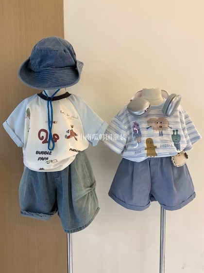 Boys summer short-sleeved 2025 new children's cartoon printed color-blocking T-shirt striped boys pure cotton shorts fashionable
Boys summer short-sleeved 2025 new children's cartoon printed color-blocking T-shirt striped boys pure cotton shorts fashionable