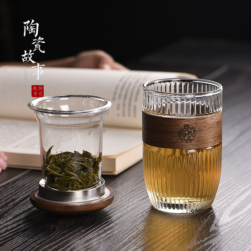 Ceramic separation story make tea cup men 's high - grade glass tea cup getting office filtering large capacity water glass