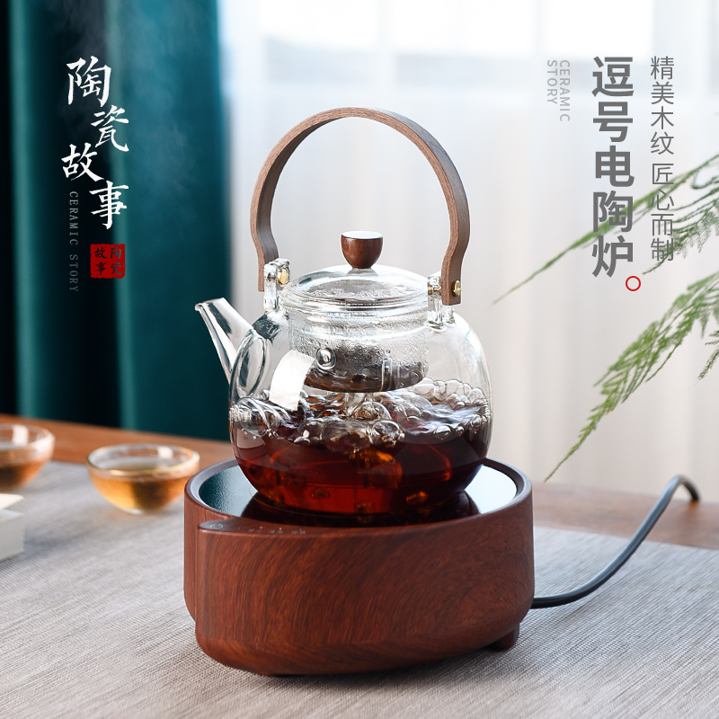 Electric ceramic story TaoLu boiling kettle black and white tea kettle electrothermal household cooking tea tea stove small glass