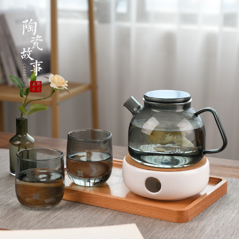 Ceramic story English afternoon tea tea set light key-2 luxury boreal Europe style glass flower pot heating fruit tea POTS