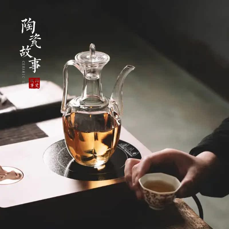 The Story of pottery and porcelain imitation song dynasty style typeface ewer pure manual with thick transparent glass tea set high temperature burn blisters teapot small single pot