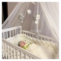 ins new long tie knotted twist bed netting Red crib anti-collision strip childrens bed safety pillow pillow