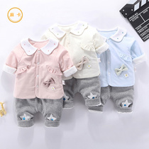 Female baby spring suit foreign-style coat cotton Spring and Autumn Winter men wear two-piece baby childrens clothes