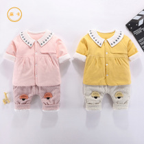 Baby spring clothes women foreign men autumn and winter thin cotton clothes children children Princess childrens suits two sets of baby clothes