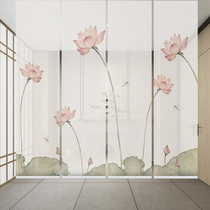 Office partition curtain Living room curtain decoration curtain hanging curtain Door curtain screen soft partition flower New Chinese roller curtain