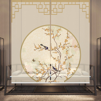 Living room electric partition curtain New Chinese roller curtain Soft partition Entrance door curtain lifting hanging curtain screen curtain two curtains