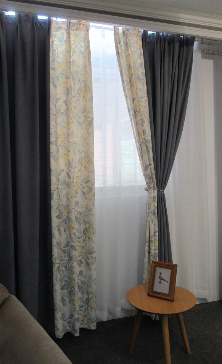 成品窗帘拼接新款 现代简约 加厚雪呢绒 北欧灰色 外贸出口窗帘