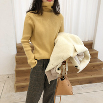 Crab Lane turtleneck thick and warm vertical thread pit strip loose thin bottoming sweater sweater womens autumn and winter