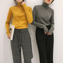 Stack and wear practical piles of collars thick brushed cotton high-neck thin long-sleeved bottoming shirt T-shirt women autumn and winter all-match women