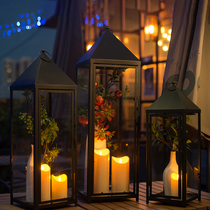 Simple modern high-end wrought iron floor lamp ornaments outdoor windproof Candlestick decoration hotel sample Hall courtyard