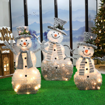 Christmas Gift Box Luminous Flocking Snowman Swing Pieces Christmas Tree Elk Deer Decoration Hotel Mall Shop Window View Arrangement