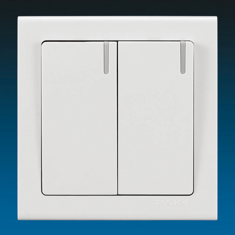 三雄极光开关插座 k6系列象牙白 二开二位单控大跷板开关 带荧光