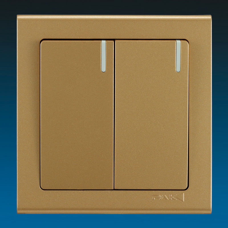 三雄极光开关插座 k6系列玫瑰金 二开二位单控大跷板开关 带荧光_7折