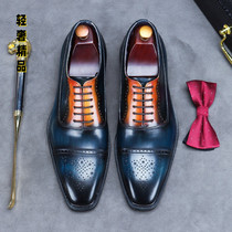 Goodyear handmade leather shoes mens first layer cowhide British style business casual mens shoes high-end light luxury fashion suit shoes