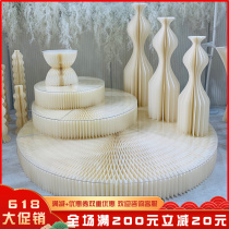 Wedding Props Folding Round Stage Paper Round Stand Creative Show Show Mall Shop Window Background Decorative Swing