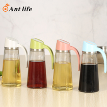Japan-style automatic opening and closing glass oil pot home oil cans anti-leaking vinegar pots OIL BOTTLE SOY SAUCE SEASONING BOTTLE KITCHEN ACCESSORIES