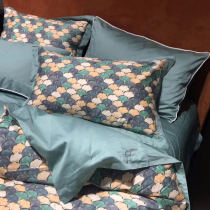 Light luxury high-end 80s long staple cotton tribute satin four-piece cotton abstract digital printed cotton quilt cover bedding