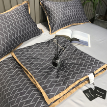 Nordic simple ice silk summer cool quilt 80 double-sided Tencel silk satin summer air conditioning machine washable thin quilt