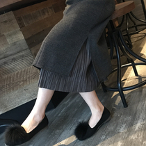 Woolen skirt long 2021 autumn and winter New One-Step skirt bag pleated long skirt slim skirt slim skirt chic thick