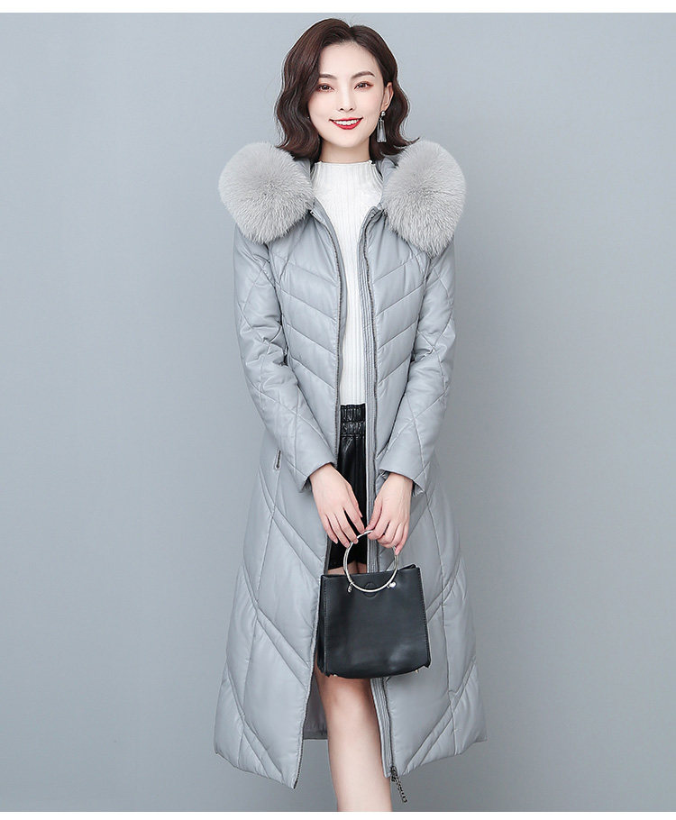 海宁真皮皮衣羽绒服女中长款过膝2020新款韩版修身绵羊皮加厚外套