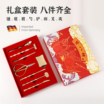 Eat crab tools stainless steel gold-plated crab eight pieces of crab gift hairy crab pliers scissors crab needle set of 8 pieces