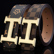 Mens belt mens leather high-grade buckle belt Korean front layer pure cowhide leather belt leisure business trend