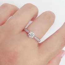 18K gold drill ring 30 points 50 Diamond ring Women 1 Clay courting engagement Classic six-claw group inlaid custom