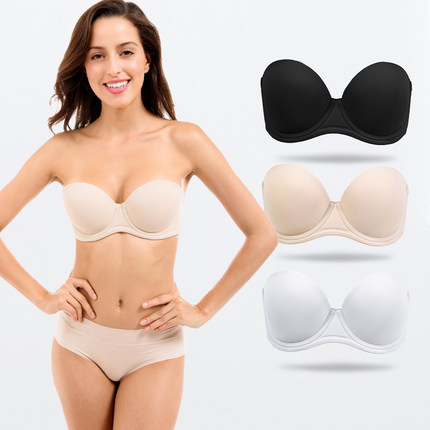 无肩带内衣聚拢防滑上托薄款婚纱大胸显小大罩杯隐形文胸大码胸贴-tmall.com天猫