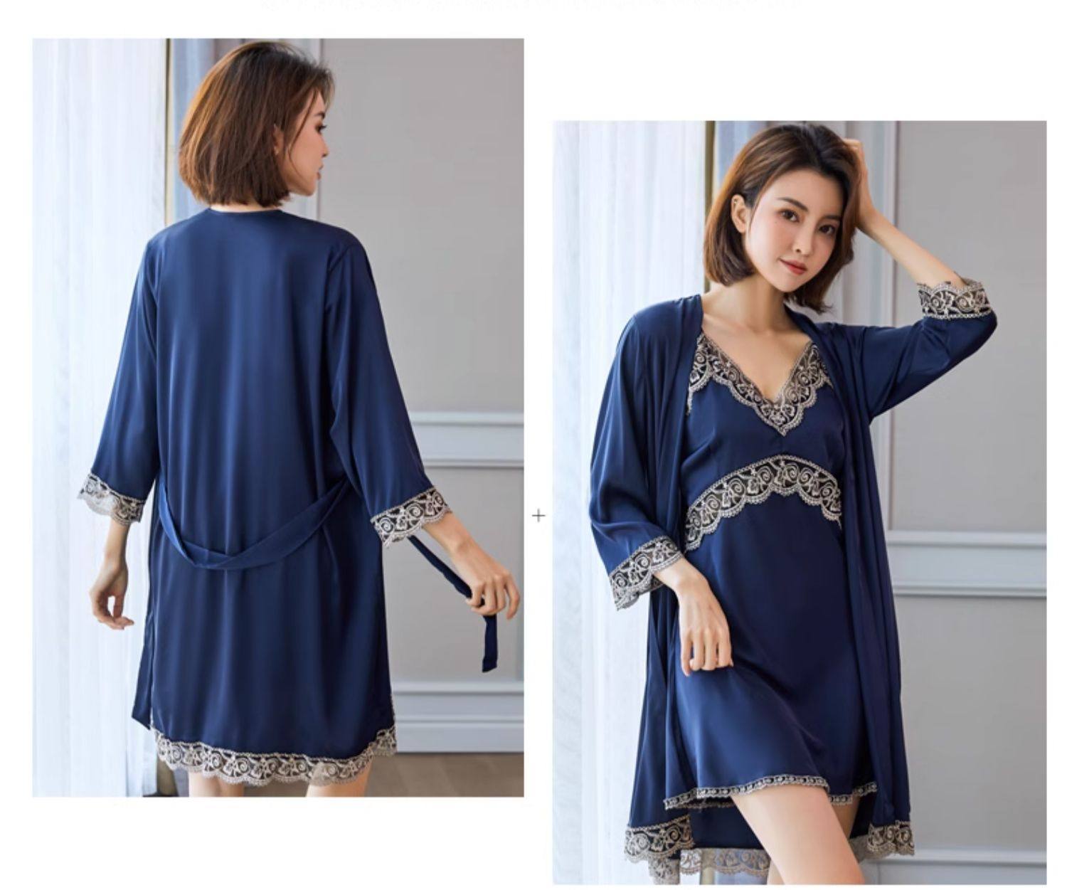 舒适蕾丝 甜蜜情侣款 性感睡裙名称:睡裙女夏季薄款春秋款冰丝绸2023