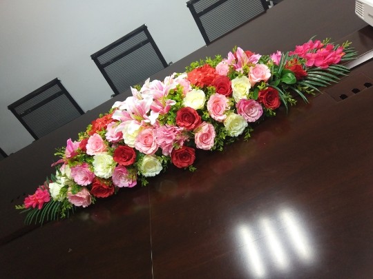 绢花仿真花会议商务用摆放花长桌花办公室假花台式假花餐桌花插花