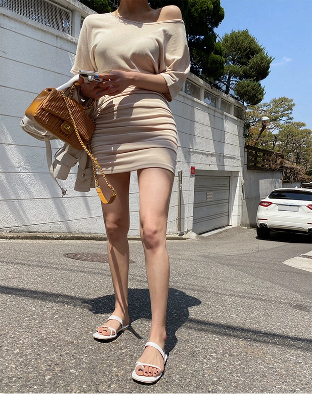 Spot Hàn Quốc Dongdaemun Phụ nữ mùa hè 2021 phong cách mới váy quây mỏng mảnh mai ngắn tay ngắn tay - váy đầm