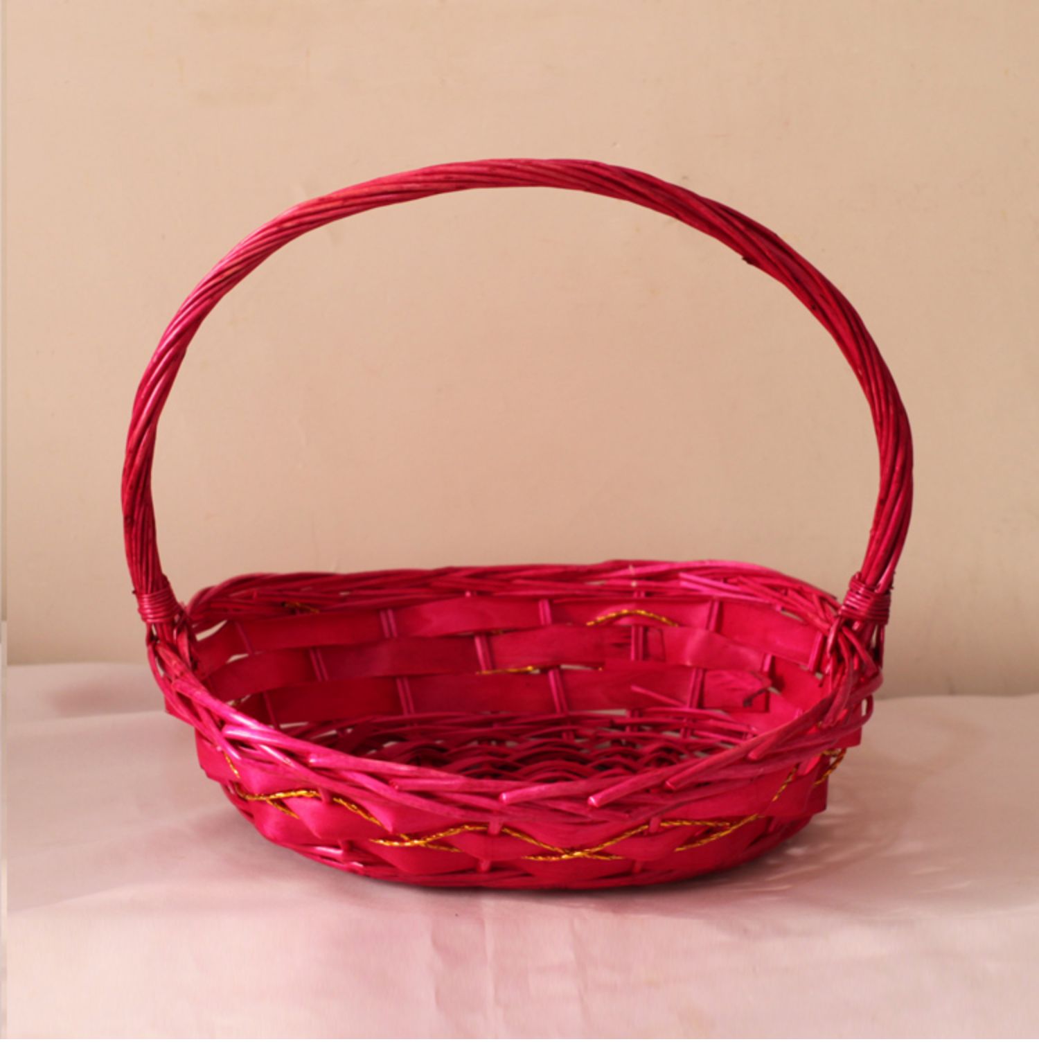 果篮藤编篮送礼篮子竹编水果篮采摘超市红色大篮舞蹈柳编手提礼品