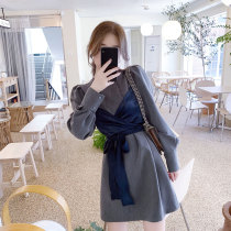 Sandro Moscoloni2022 early spring new small fragrant wind fake two temperament inner lap strap dress girl