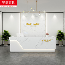 Cashier Desk Brief Modern Small Clothing Shop Imitation Marble Beauty Salon Bar Desk Company Hotel Front Desk Reception Desk