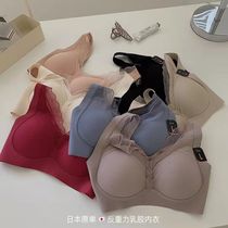 Summer anti-gravity lingerie coalfield without marks lady bra wide shoulder strap decompression latex lace lingerie no steel ring meme back