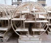 New Chinese style ancient shelf solid wood round display stand Dobao Pavilion living room tea stand antique frame