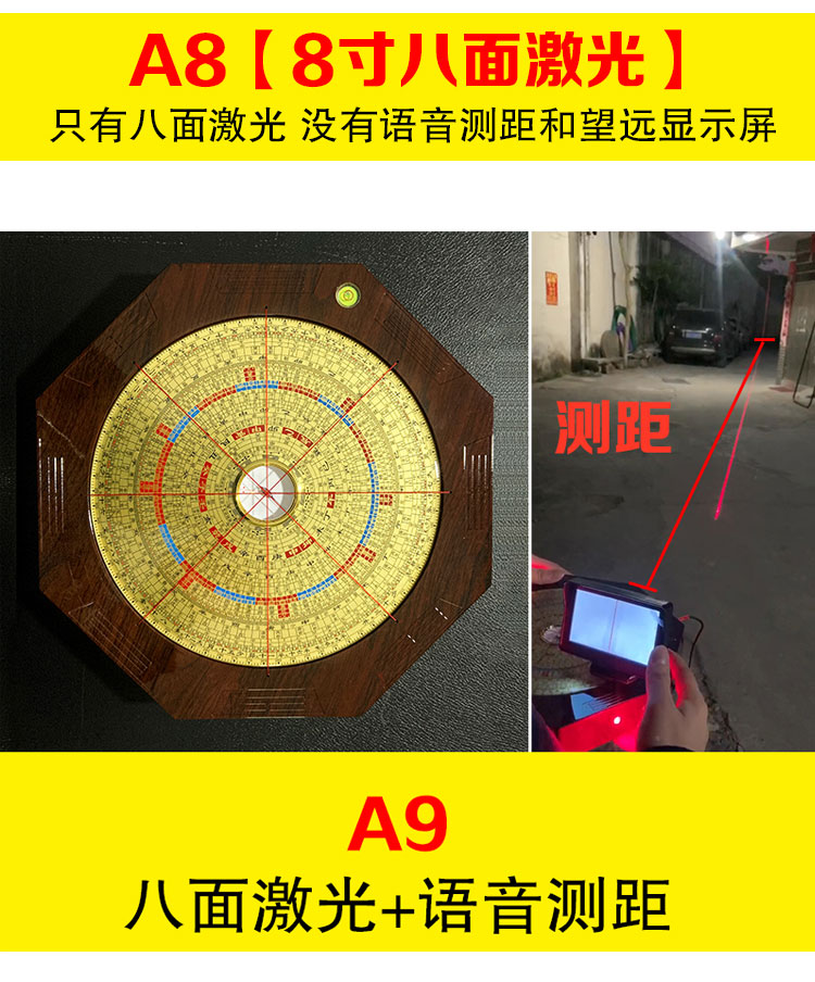 普宙电子全自动八面激光罗盘十字红外线风水纯铜高精度专业