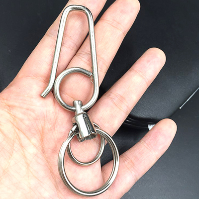 不锈钢丝汽车钥匙扣男女腰挂旋转钥匙圈不锈钢情侣钥匙链简约挂扣