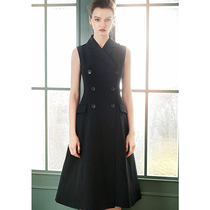 European and American high-end big cards sleeveless suit with dress noble and elegant temperament womens professional little black dress summer dresses