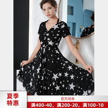 Menopausal star mesh yarn dresses 2022 new ocean air black hanging neck with dress and summer minus age temperament fashion womens clothing
